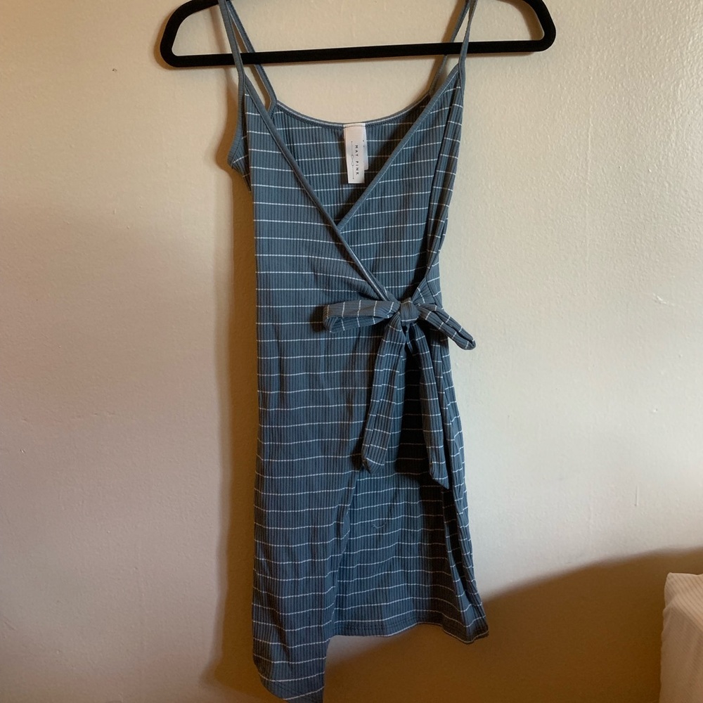 Blue Striped Wrap Dress